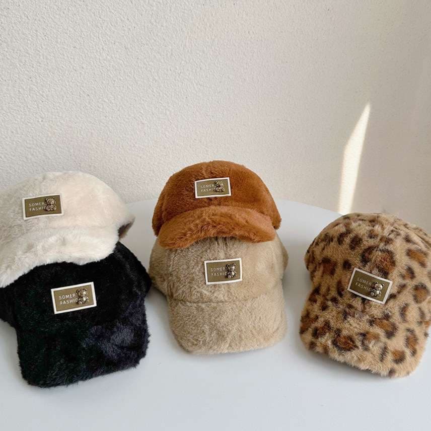 ランニングキャップ　キッズ　キャップ  ふわもこクマちゃん帽子