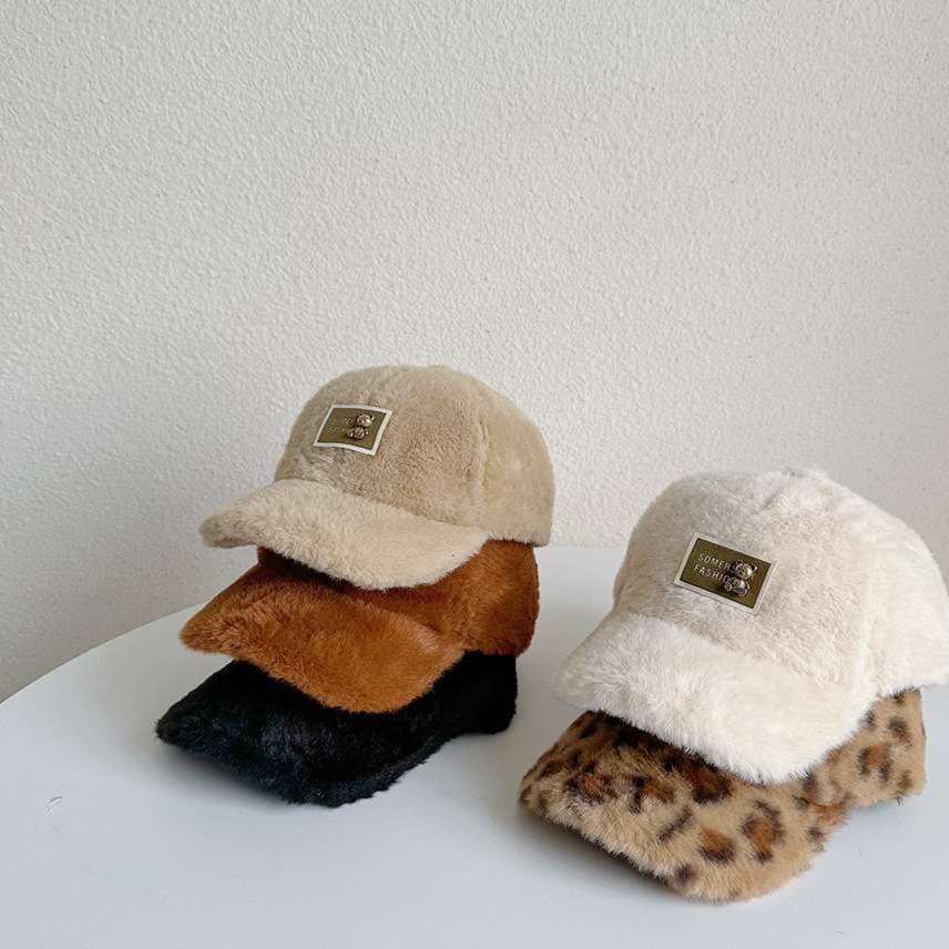 ランニングキャップ　キッズ　キャップ  ふわもこクマちゃん帽子