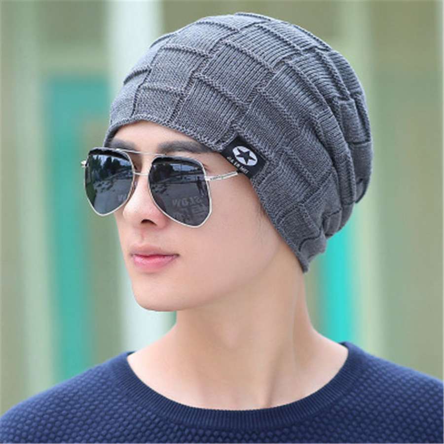 ランニングキャップ　キャップ  格子模様のニット帽