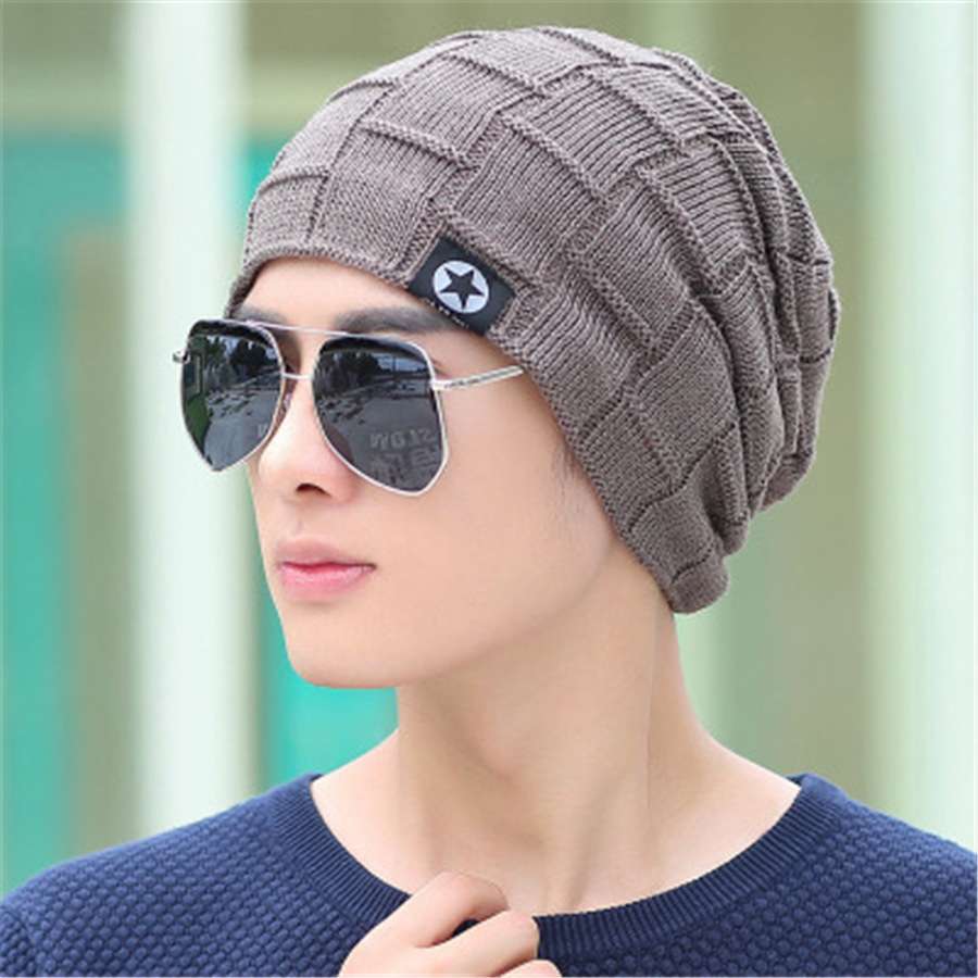 ランニングキャップ　キャップ  格子模様のニット帽