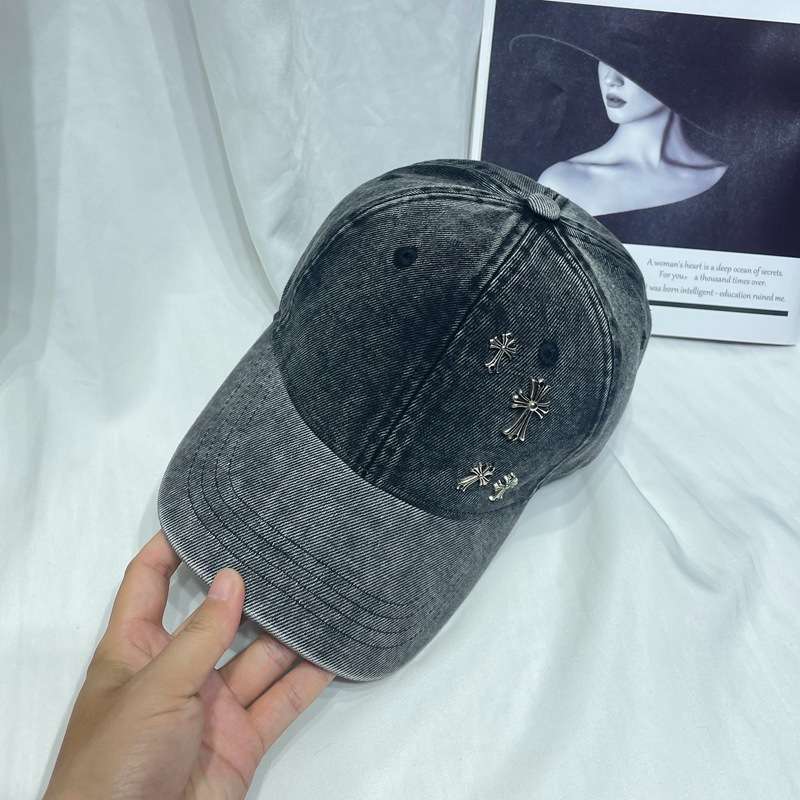 ランニングキャップ　クロス飾りデニムキャップ