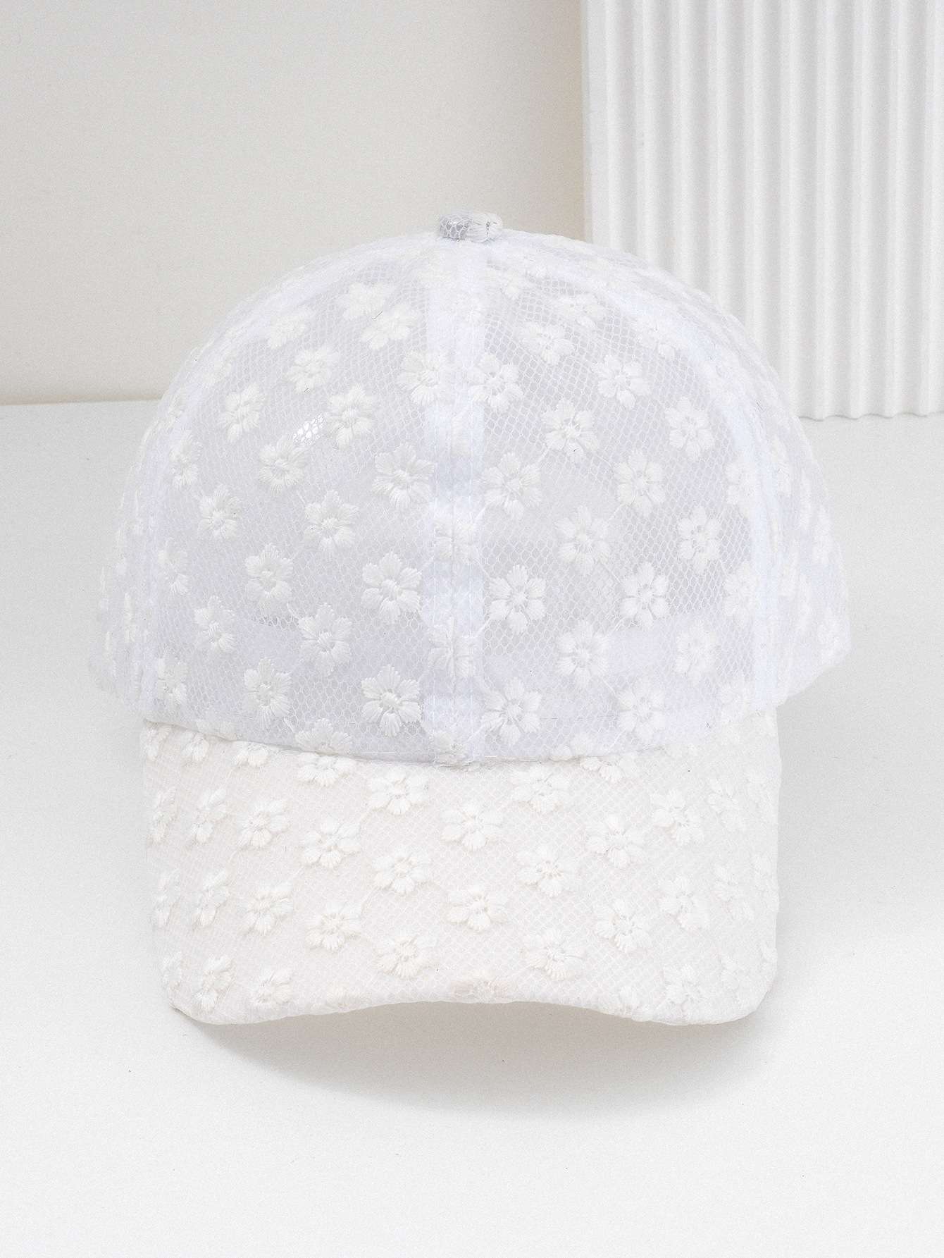 ランニングキャップ　小花柄レースキャップ