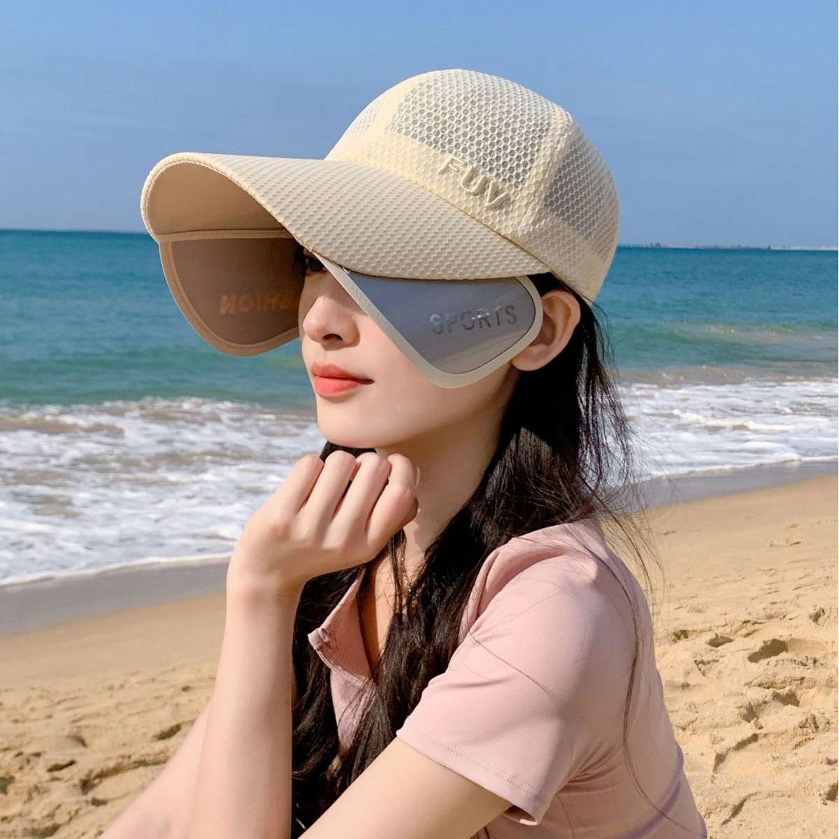 ランニングキャップ　UVカット機能付きメッシュキャップ