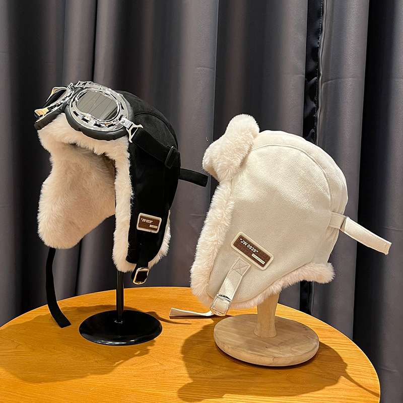 ランニングキャップ　キャップ  パイロット風ファー付き帽子
