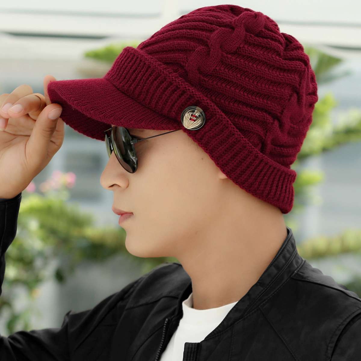 ランニングキャップ　ニット帽子付きゴルフキャップ