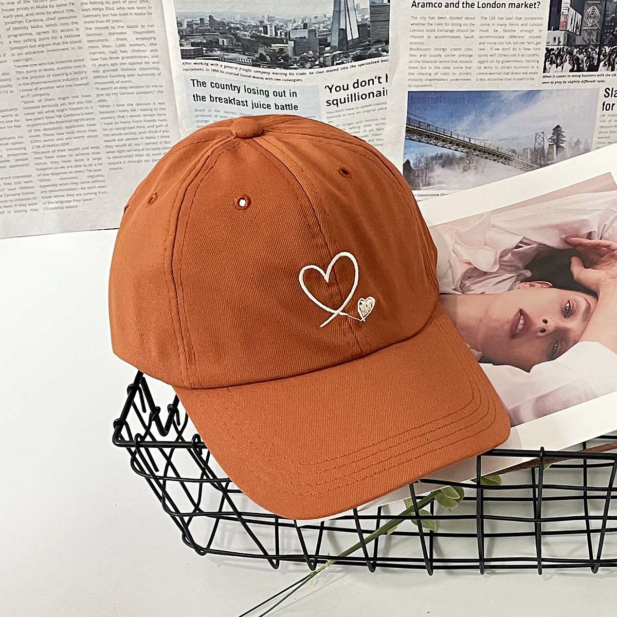 ランニングキャップ　ハートモチーフ刺繍入りキャップ