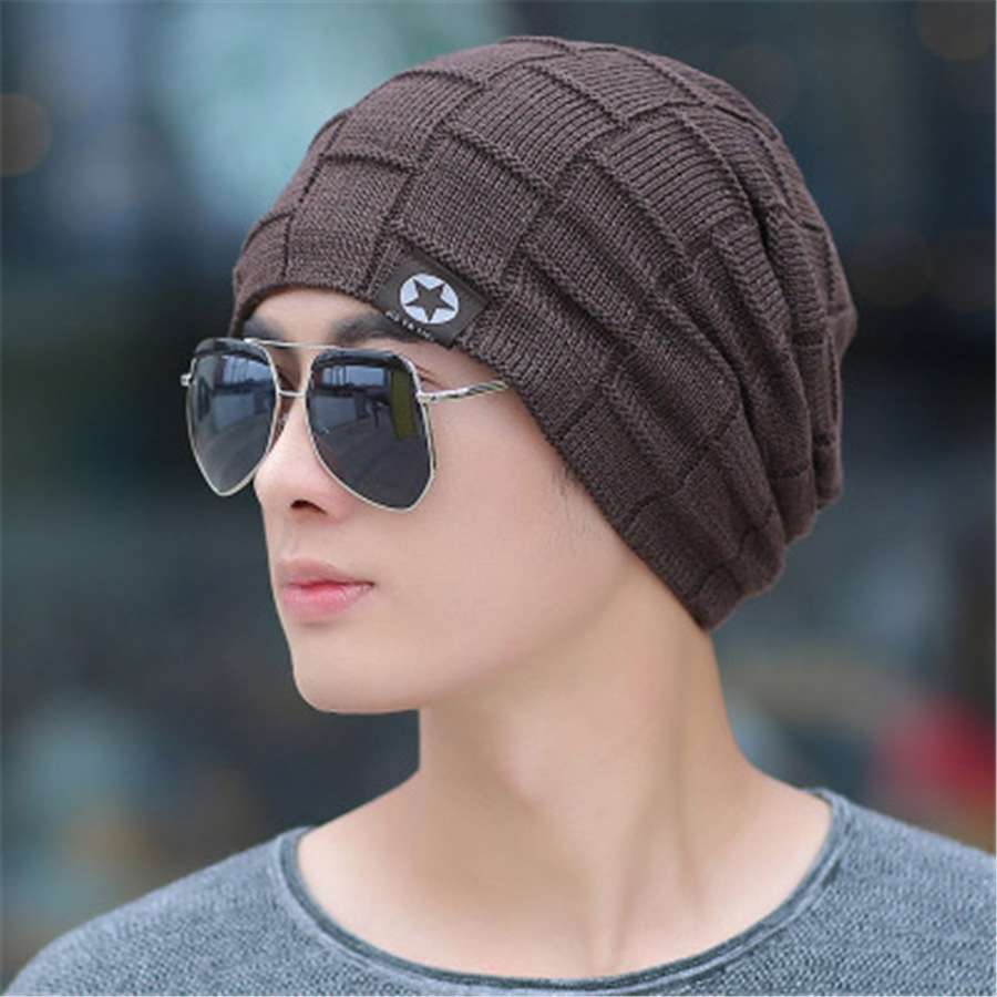 ランニングキャップ　キャップ  格子模様のニット帽