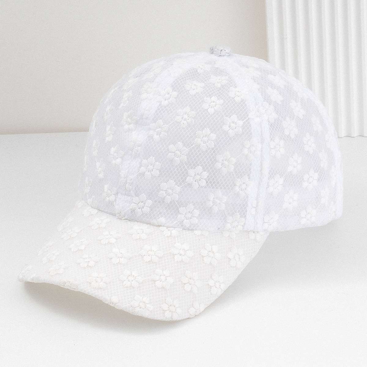 ランニングキャップ　小花柄レースキャップ