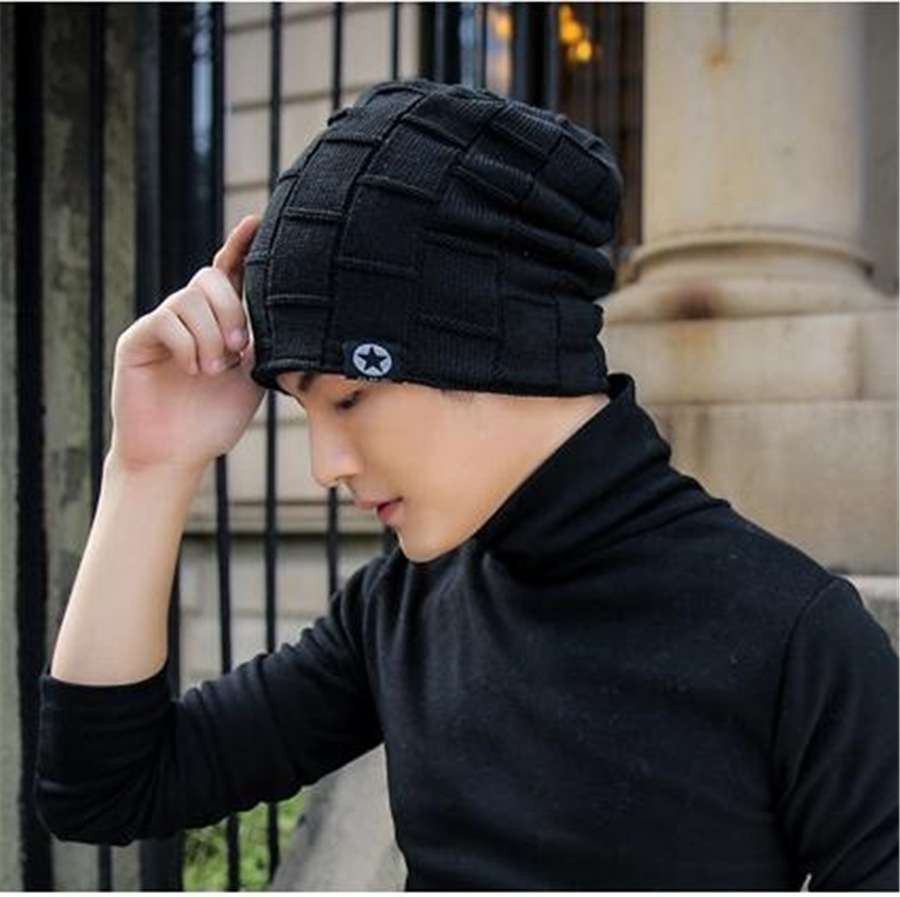 ランニングキャップ　キャップ  格子模様のニット帽