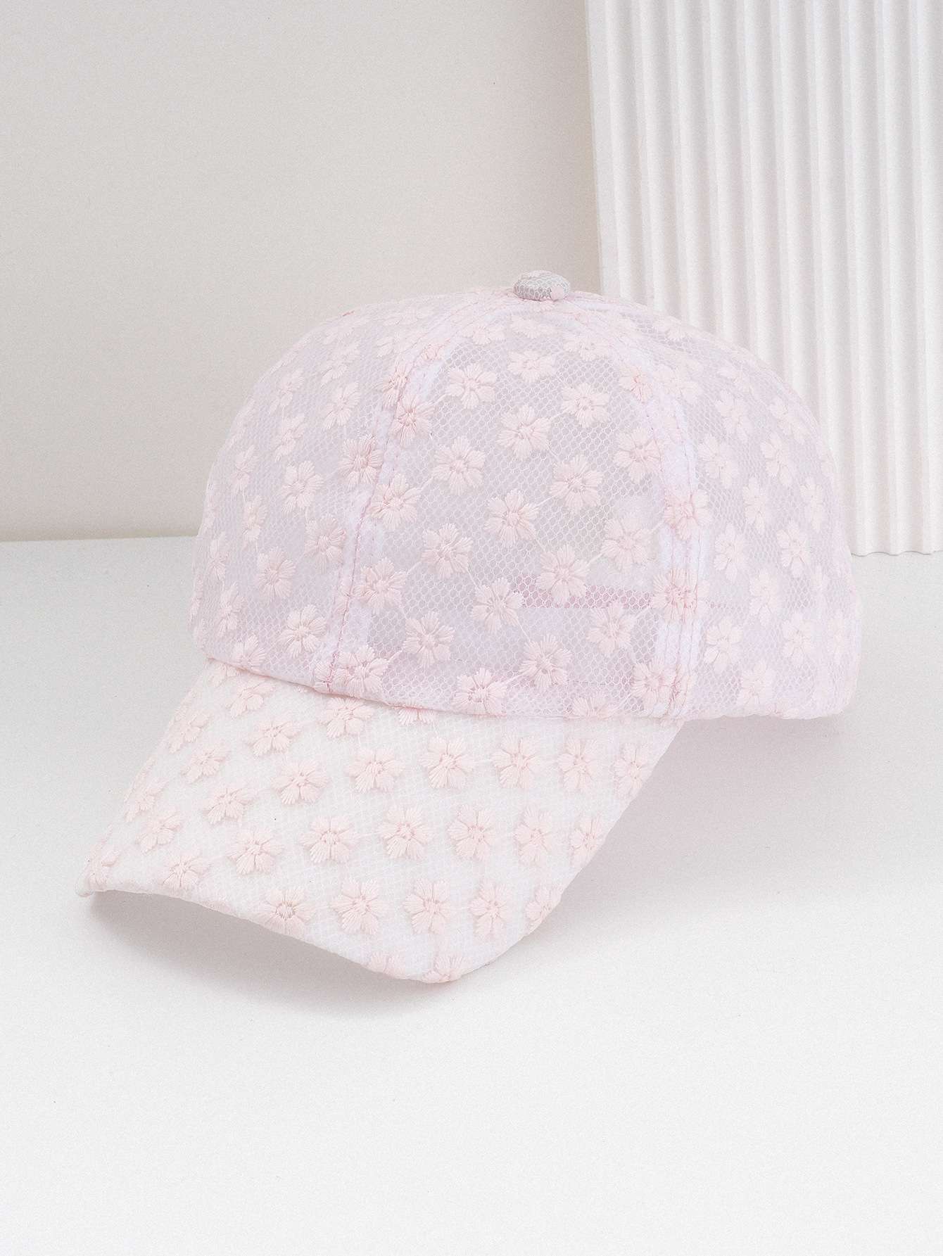 ランニングキャップ　小花柄レースキャップ