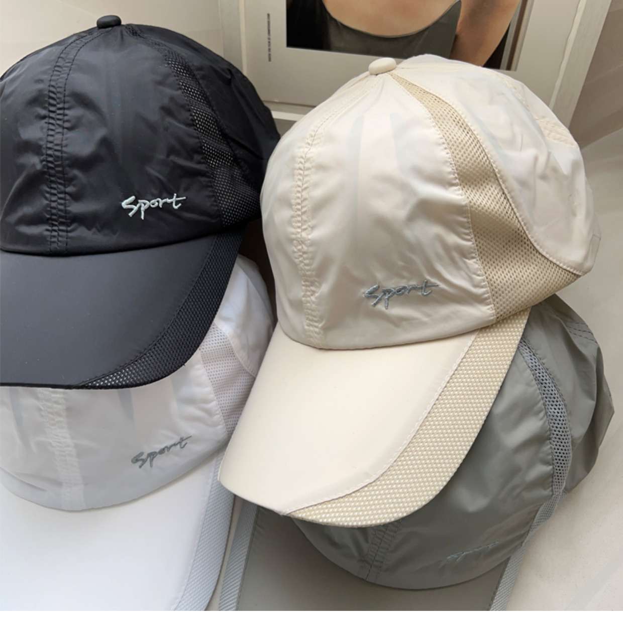 ランニングキャップ　スポーツメッシュ軽量ランニングキャップ
