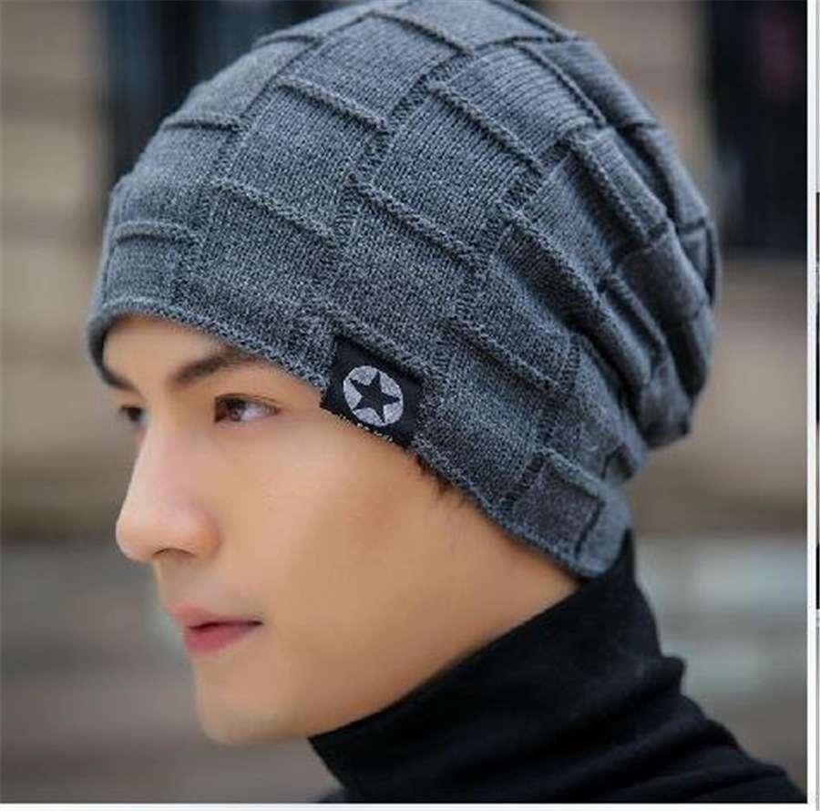 ランニングキャップ　キャップ  格子模様のニット帽