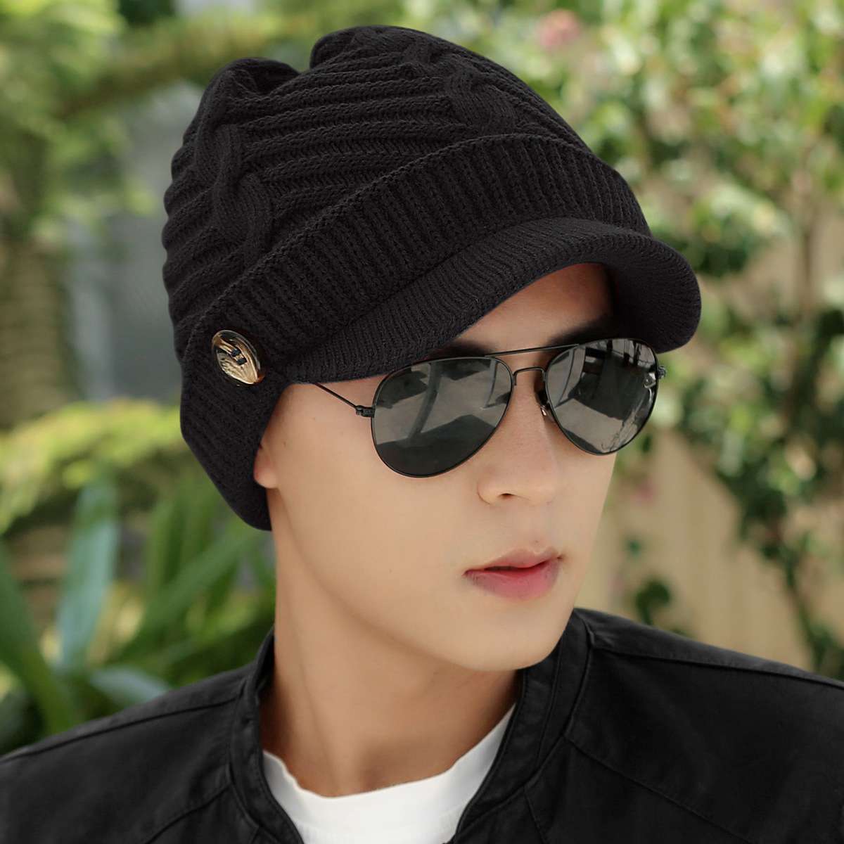 ランニングキャップ　ニット帽子付きゴルフキャップ