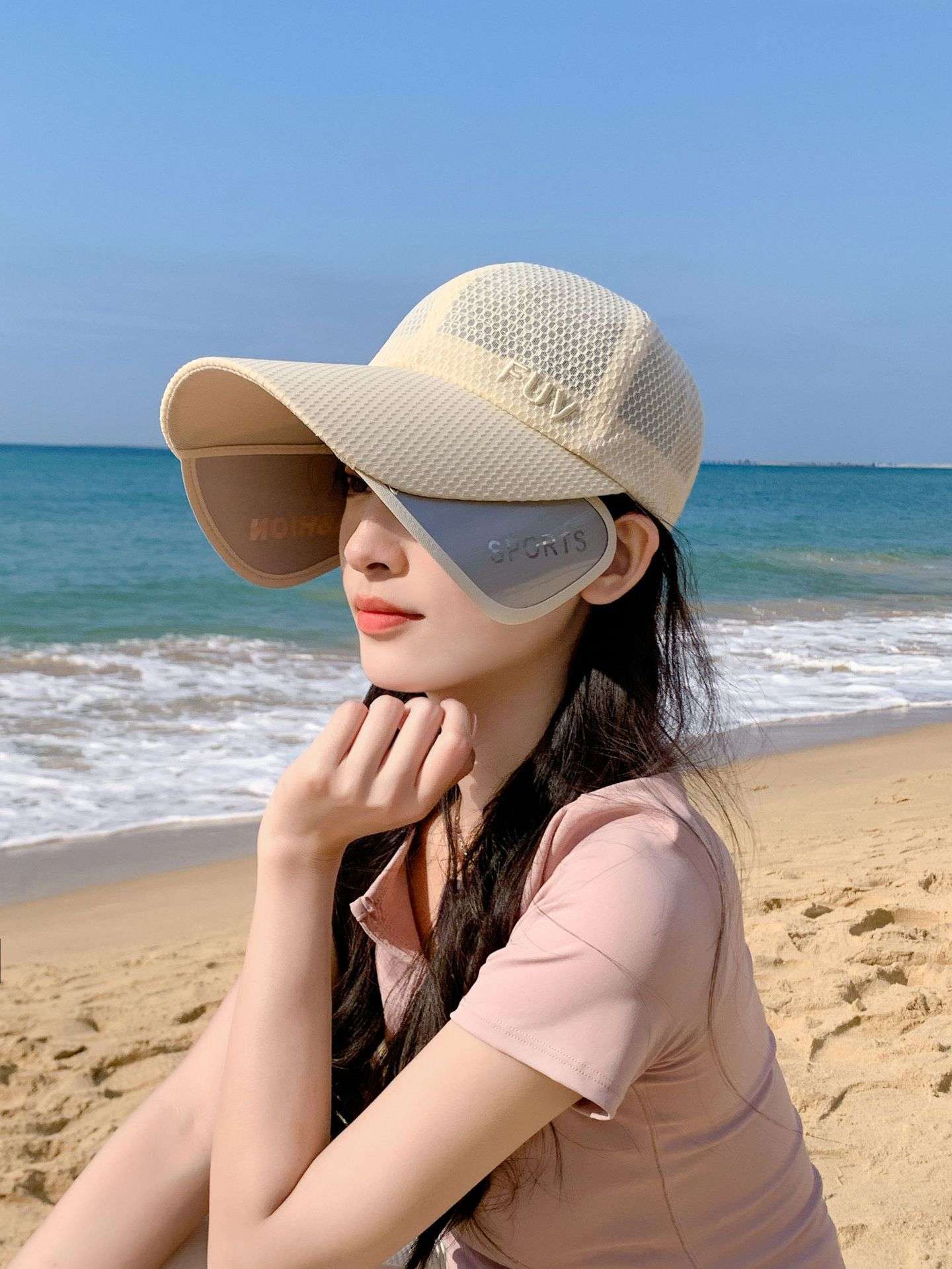 ランニングキャップ　UVカット機能付きメッシュキャップ