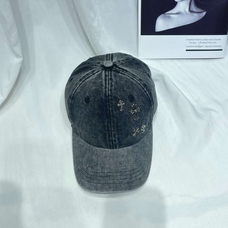 ランニングキャップ　クロス飾りデニムキャップ