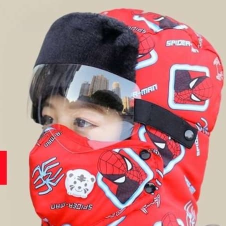ランニングキャップ キャップ ランニング 防寒マスク付き目出し帽 スパイダーデザイン